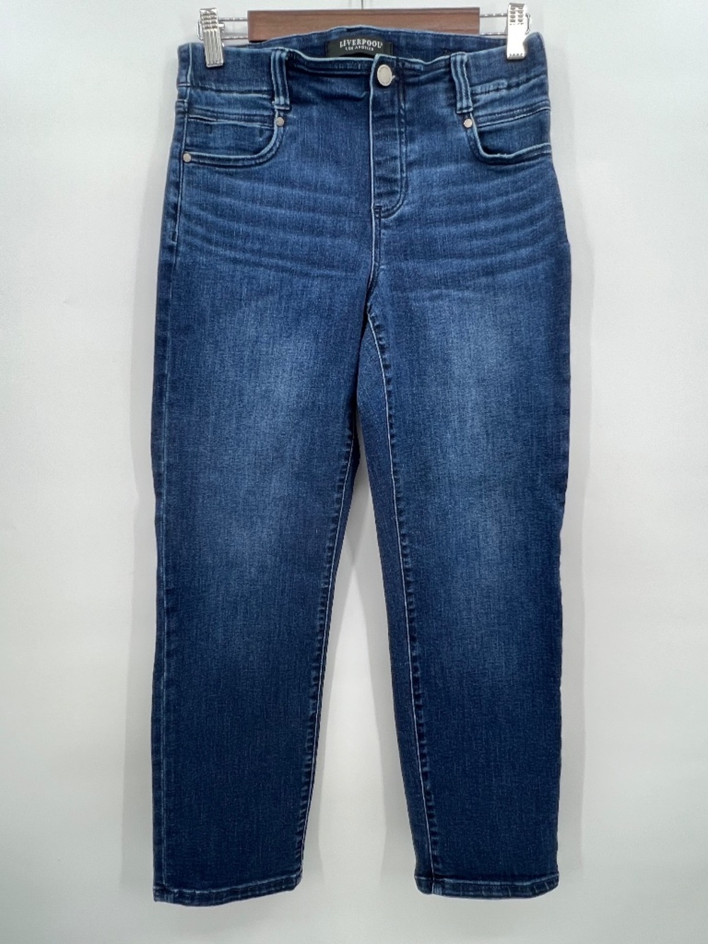 Liverpool Gia Glider Slim Jeans Womens 6/28 Dark Wash Mid Rise Straight Pull-on